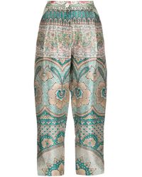 Pierre Louis Mascia - Graphic-print Silk Cropped Trousers - Lyst