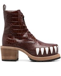 Walter Van Beirendonck - 75mm Crocodile-embossed Effect Leather Boots - Lyst