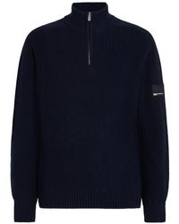 KARL LAGERFELD - Half-Zip Ribbed-Knit Sweater - Lyst
