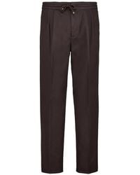 Brunello Cucinelli - Garment-Dyed Twisted Cotton Gabardine Trousers With Drawstring And Double Pleats - Lyst