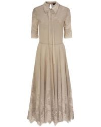 Fabiana Filippi - Lace-Overlay Pussy-Bow Midi Dress - Lyst