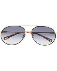 Chloé - Curved Pilot Frame Sunglasses - Lyst