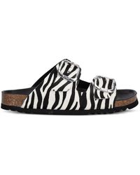 Scholl - Noelle Zebra-Print Buckled Slides - Lyst