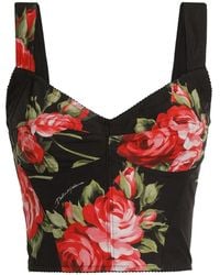 Dolce & Gabbana - Roses Bouquet Print Bustier Top - Lyst