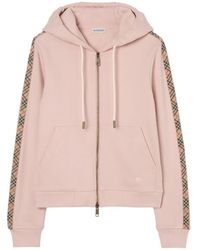 Burberry - Check-Trim Cotton Zip Hoodie - Lyst