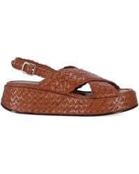 LA ROSE - Maui Platform Leather Sandals - Lyst