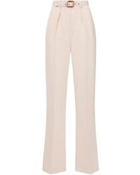 Elisabetta Franchi - Pantalones de crepé con cinturón - Lyst