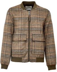 Amaranto - Prince Of Wales Check Bomber Jacket - Lyst