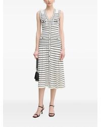 GAUDI - Pockets Striped Button Midi Dress - Lyst