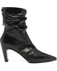 LORENA PAGGI - Ruched Pointed-Toe Ankle Boots - Lyst
