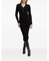 Morgan - Ribbed-Knit Button-Up Midi Dress - Lyst