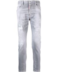DSquared² - Faded Distressed Slim-fit Jeans - Lyst