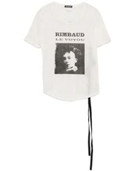 Ann Demeulemeester - Graphic-Print Tie-Detail T-Shirt - Lyst