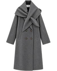 SOLOTRE - Double-Breasted Scarf-Collar Coat - Lyst