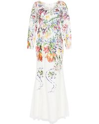 Marchesa - Ribbons Floral-embroidered Gown - Lyst
