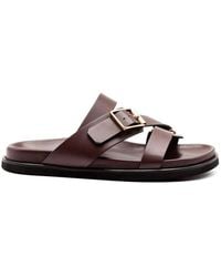 DONNARì - Double Strap Buckle Leather Sandals - Lyst