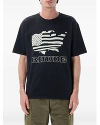Rhude - Graphic-Print Logo-Print T-Shirt - Lyst