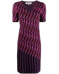 Diane von Furstenberg - Zig-Zag Intarsia-Knit Dress - Lyst