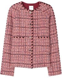 St. John - Knitted-trim Tweed Jacket - Lyst