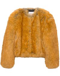 Stand Studio - Faux-Fur Collarless Jacket - Lyst