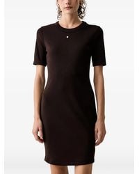 ARMANI EXCHANGE - Ribbed-Knit Logo-Plaque Mini Dress - Lyst