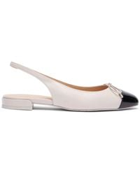 Stuart Weitzman - Sleek Bow Slingback Flat, Flats And Loafers, Glaze/, Smooth Calf/Patent - Lyst