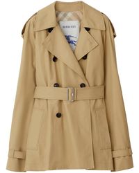 Burberry - Trench En Coton À Taille Ceinturée - Lyst