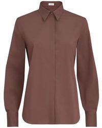 Brunello Cucinelli - Stretch Cotton Poplin Shirt With Shiny Collar - Lyst