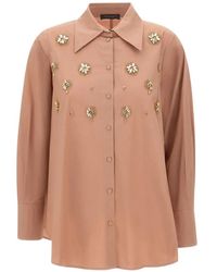 Elena Miro - Jewel-Embellished Floral-Embroidered Shirt - Lyst