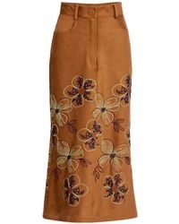 Silvia Tcherassi - Layan Floral-Embroidered Midi Skirt - Lyst