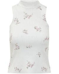 MSGM - Floral Turtleneck Top - Lyst