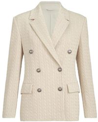 Brunello Cucinelli - Sparkling Cotton And Viscose English-Rib-Knit Blazer With Monili - Lyst