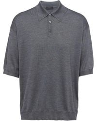 Prada - Dark Silk Polo Shirt - Lyst