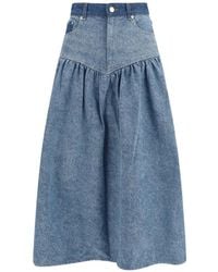 Ganni - Falda Vaquera Con Diseño Patchwork - Lyst