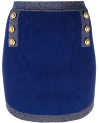 Balmain - Button-embossed Knit Mini Skirt - Lyst