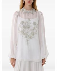 Dina Melwani - Floral Crystal-Embellished Maxi Dress - Lyst