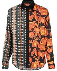 Roberto Cavalli - Seidenhemd Mit Patchwork-Print - Lyst