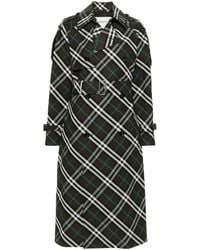 Burberry - Plaid Pattern Trench Coat - Lyst