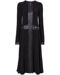 Proenza Schouler - Langärmeliges Midikleid Mit Faux-Leder-Besatz - Lyst