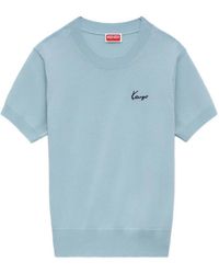 KENZO - Logo-Embroidered Short-Sleeved Sweater - Lyst