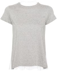 Sacai - T-shirt Met Geplooide Vlakken - Lyst