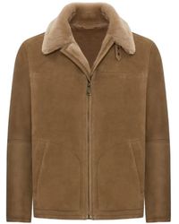 Bigardini - Diego Shearling-Collar Suede Coat - Lyst