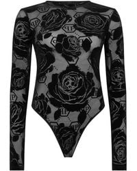 Philipp Plein - Body Mit Flock-Flower-Print - Lyst