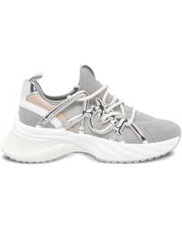 Pinko - Ariel Metallic-Panel Lace-Up Sneakers - Lyst