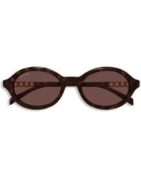 Gucci - 3D Block Logo Oval Sunglasses - Lyst