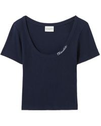 Claudie Pierlot - Embroidered-Logo Ribbed T-Shirt - Lyst