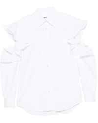 Moschino - Ruffled Cold-Shoulder Shirt - Lyst