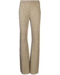 Ganni - Ribbed-knit Flared Trousers - Lyst