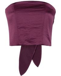 forte_forte - Tie-Fastening Satin Cropped Top - Lyst