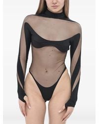 Mugler - Mesh Panelled Bodysuit - Lyst